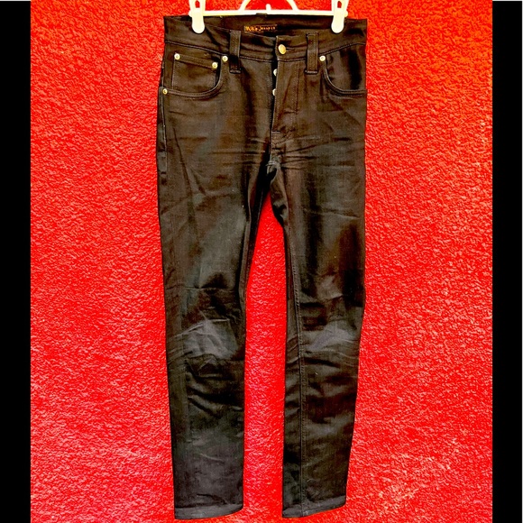Nudie Jeans - 29W 34W - Black - Mens Button Fly Jeans - Picture 1 of 13